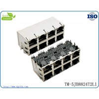 東莞市批發(fā)RJ45連接器 雙層聯(lián)體2X4 8P8C帶銅殼帶LED