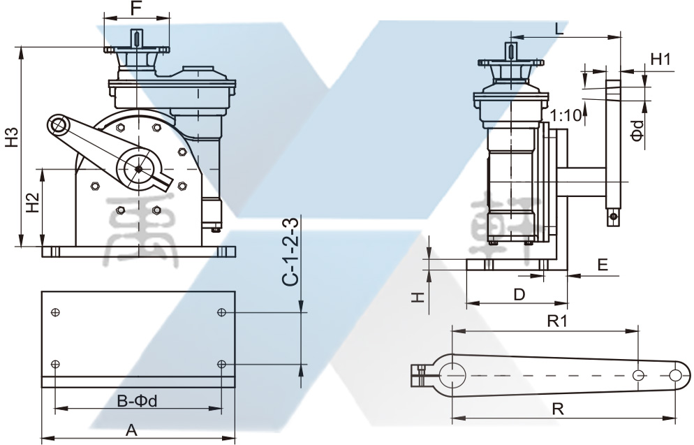 QDX3-D8帶底座電動蝸輪箱(圖1)